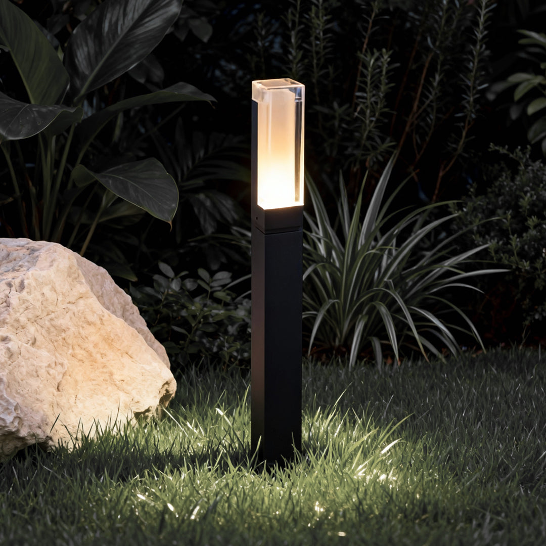 Black Bollard Lights Cubic Aluminum LED Waterproof Light