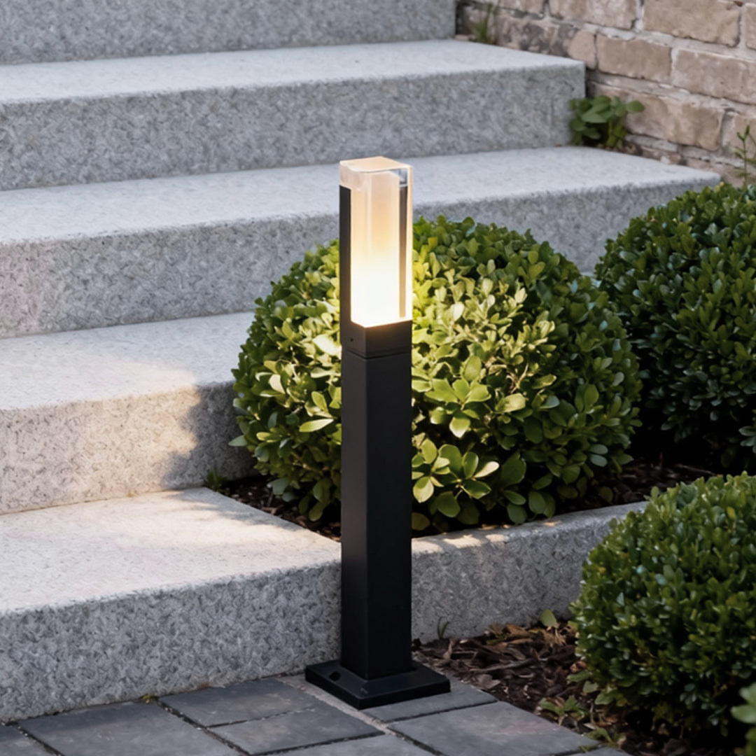 Black Bollard Lights Cubic Aluminum LED Waterproof Light