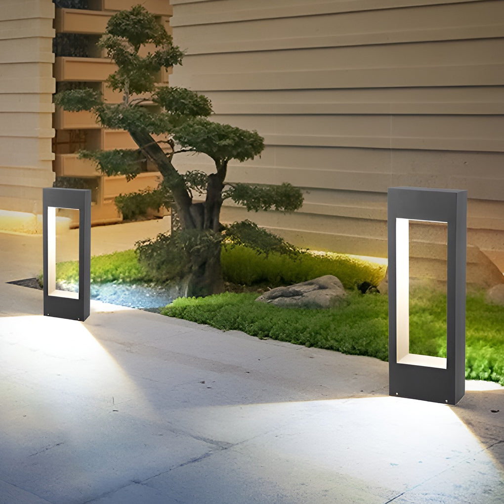 Black Bollard Lights Modern Slim Border LED Lawn Light