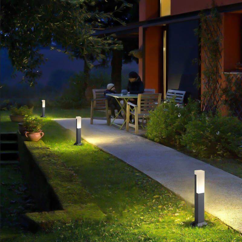 Black Bollard Lights Cubic Aluminum LED Waterproof Light