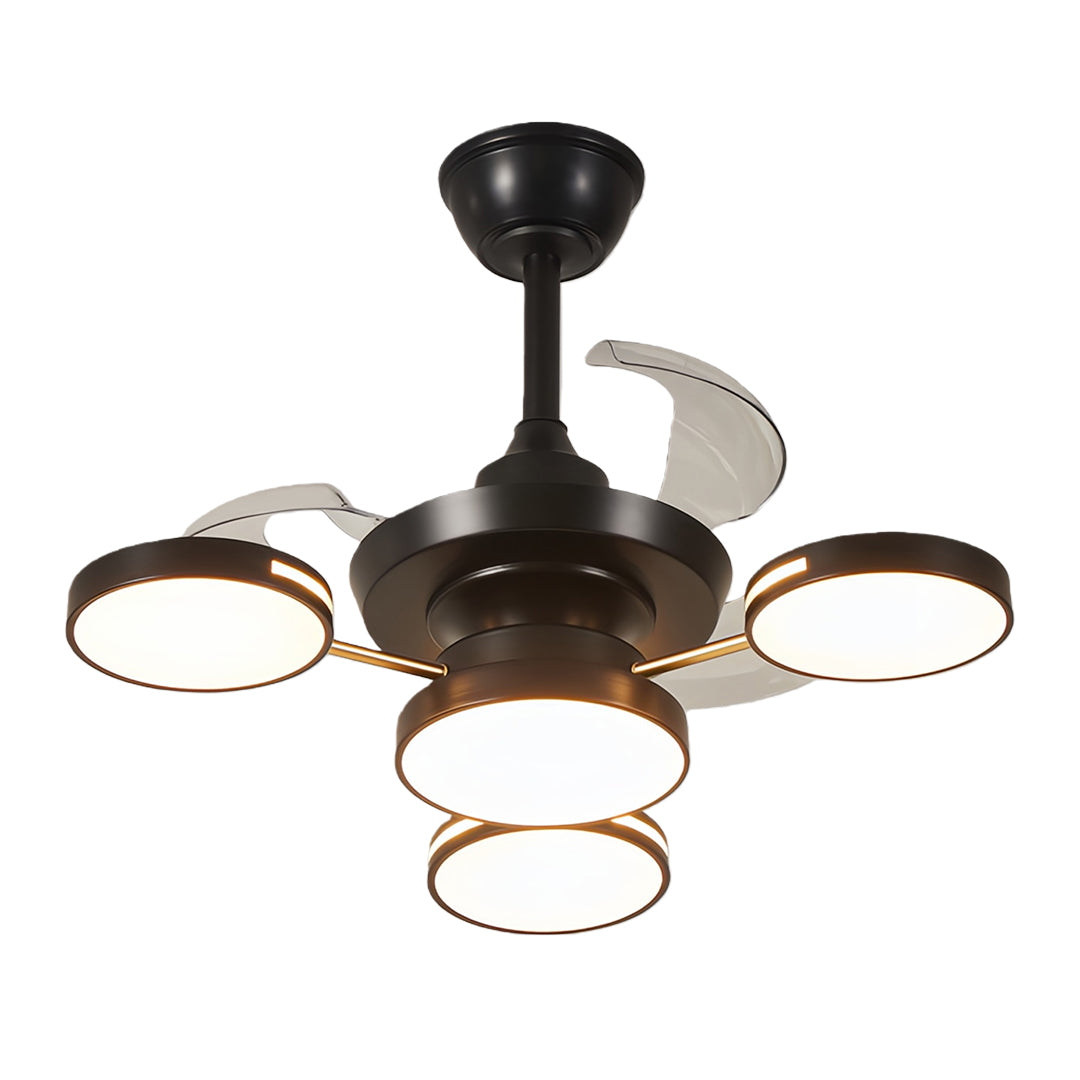 Ceiling Fan with Four Lights French Vintage Iron Art 3-Blade Fan Lamp