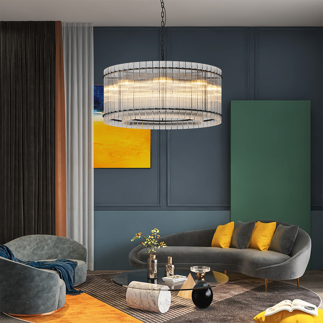 Glass Lamp Shade Chandelier Luxury Iron Ceiling Light