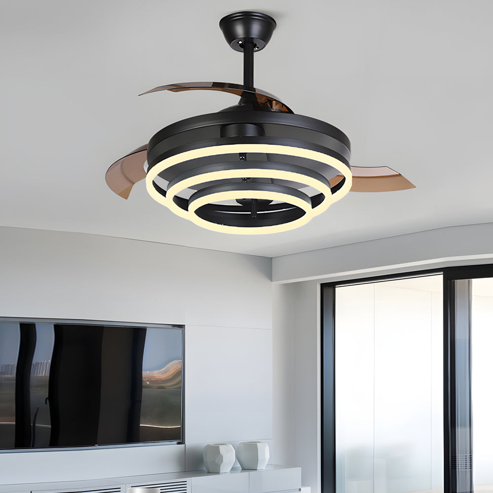 Black Fan with Light Modern Adjustable LED Metal Light