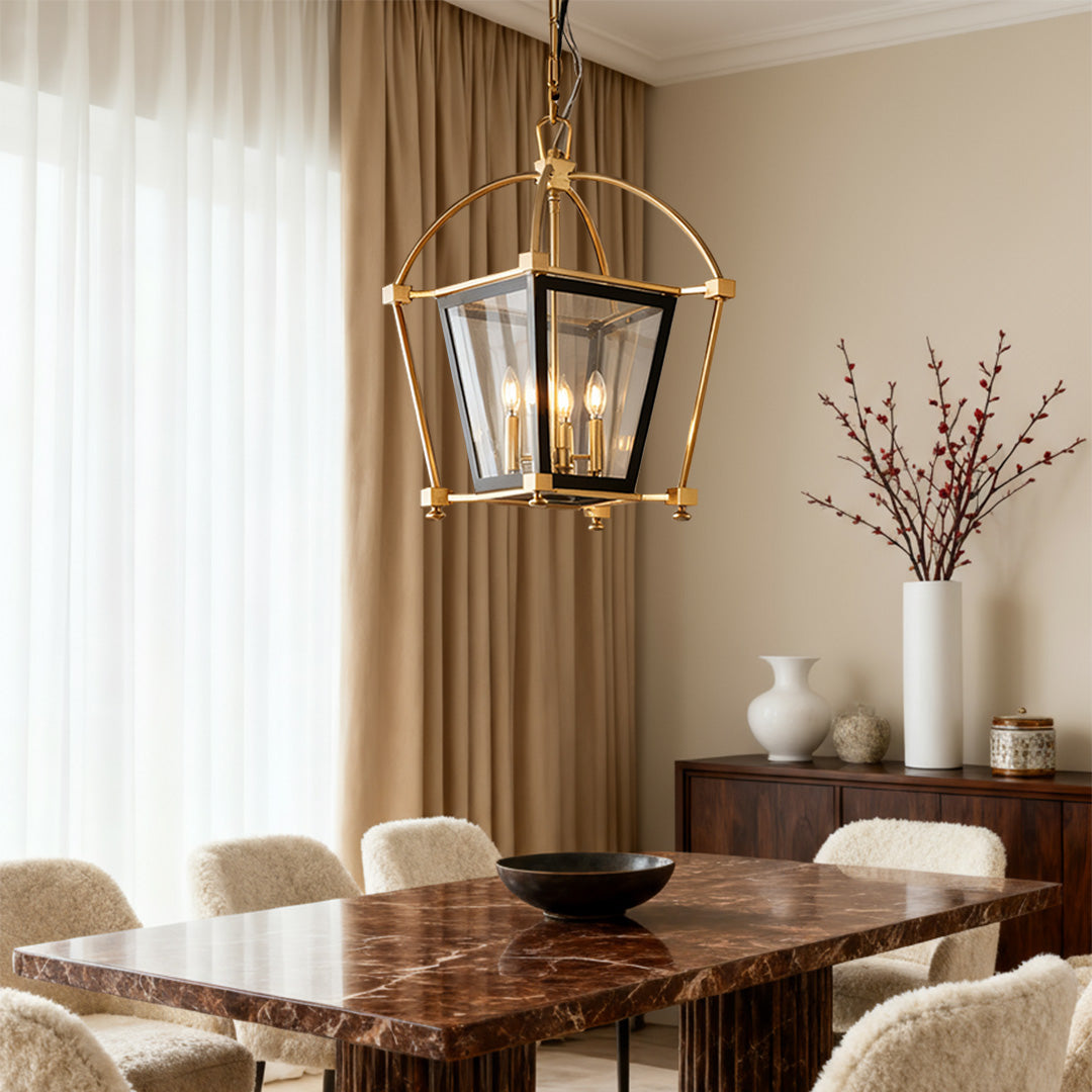 Gold Lantern Pendant Light Industrial Stylish Iron Ceiling Light