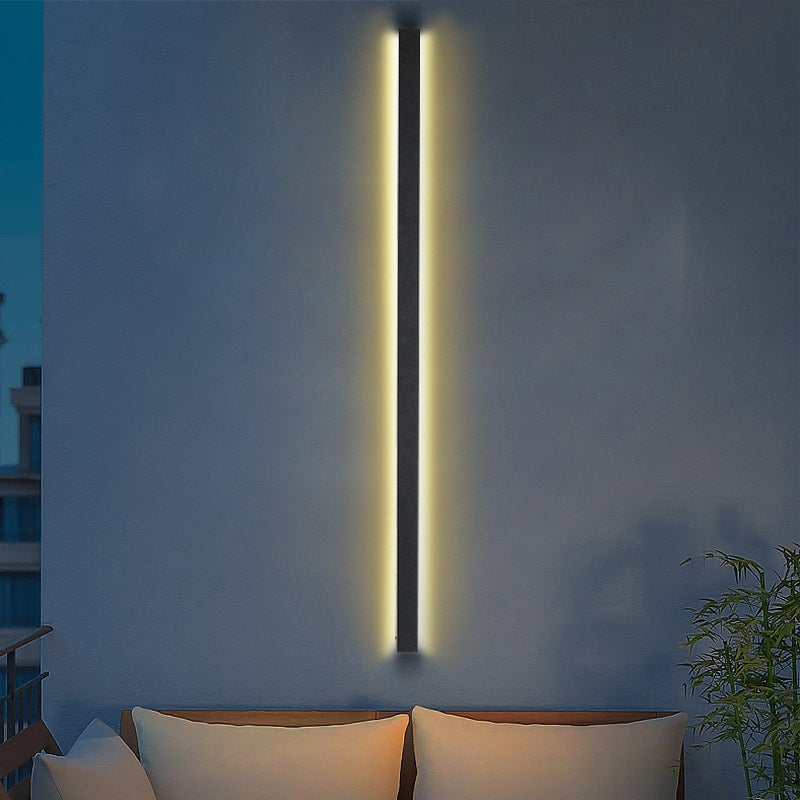Black Linear Wall Light LED Modern Waterproof Outdoor Light