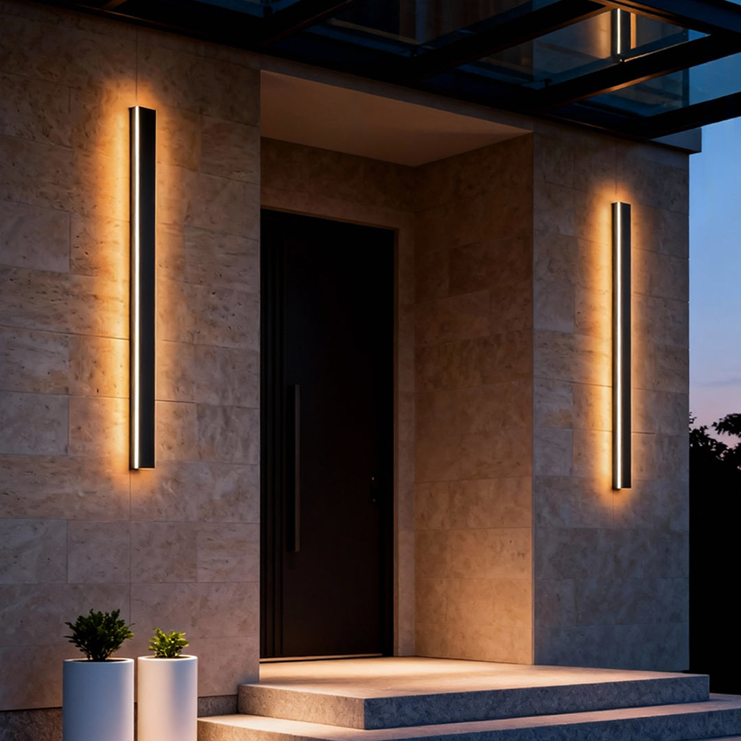 Black Linear Wall Light LED Modern Waterproof Outdoor Light