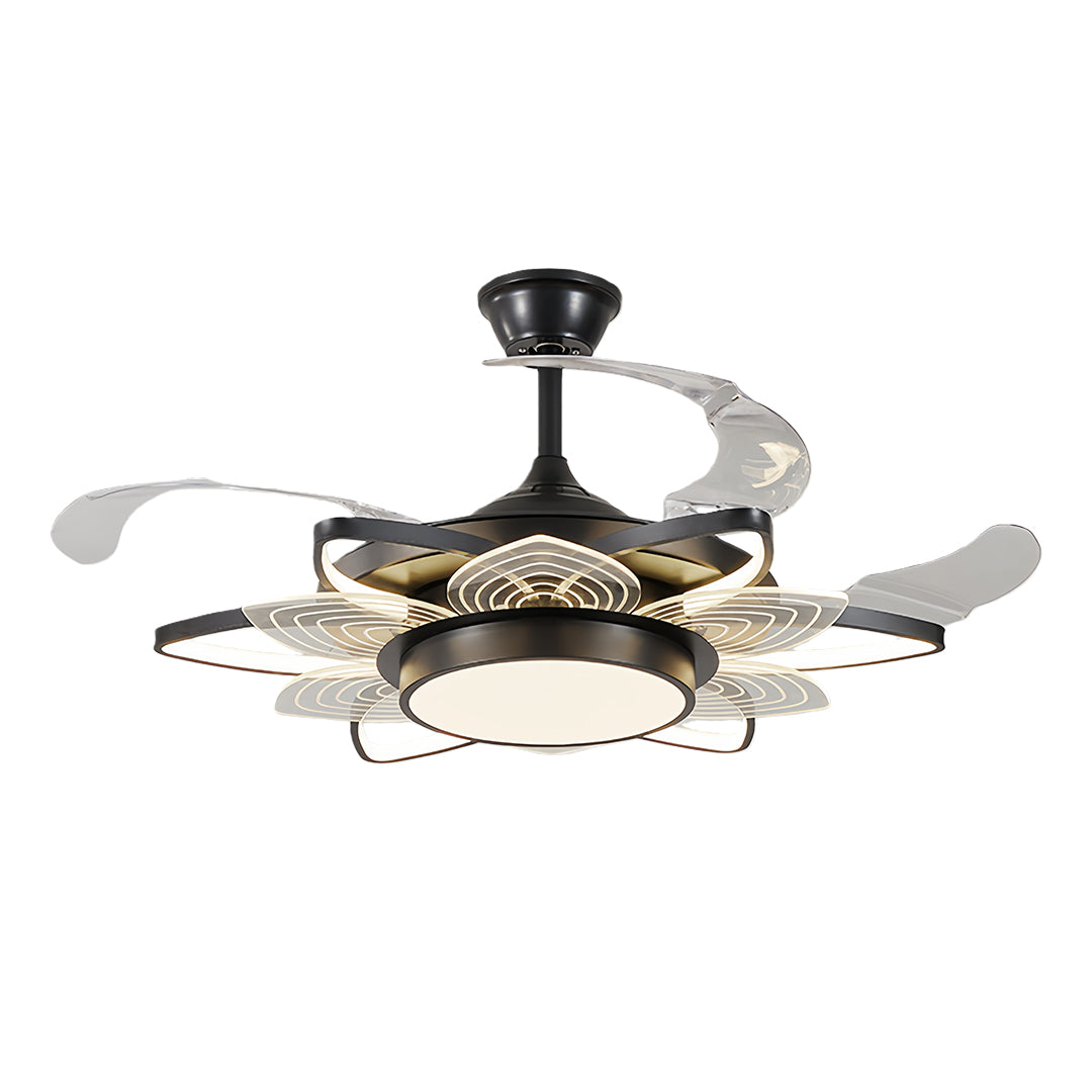 Black Modern Ceiling Fan with Light Minimalist Style Iron Body Light