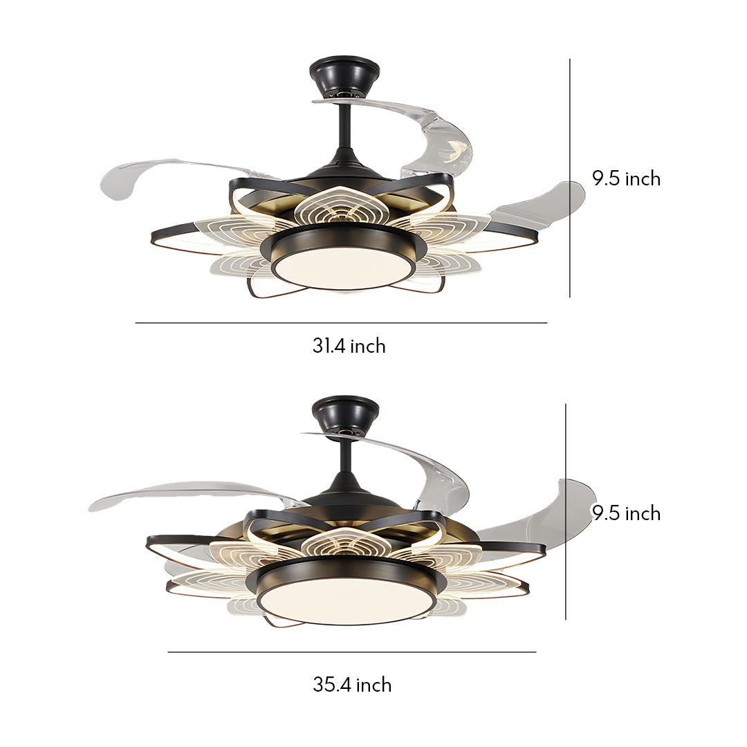 Black Modern Ceiling Fan with Light Minimalist Style Iron Body Light