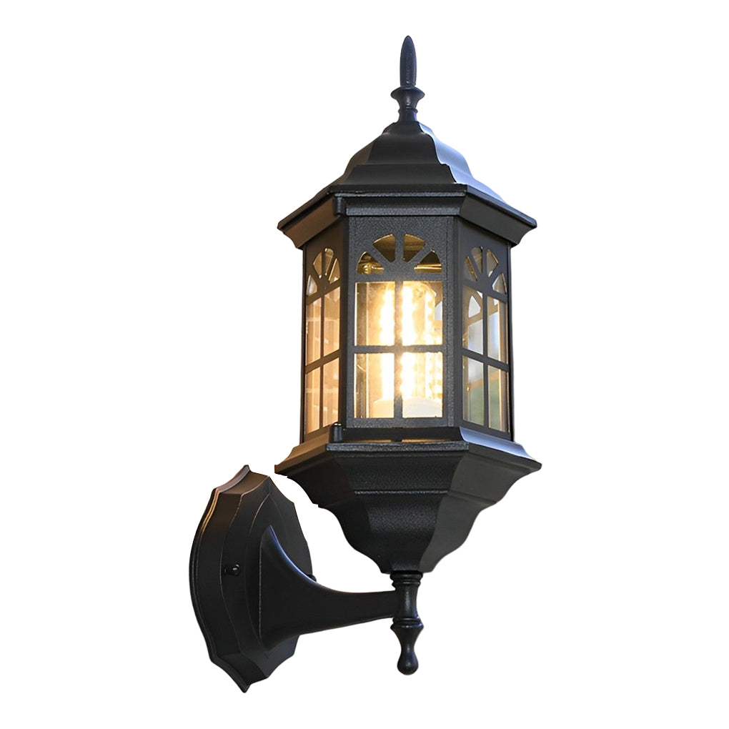 Black Outdoor Lantern Sconce European Waterproof LED Light