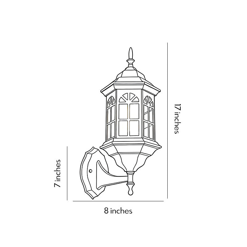 Black Outdoor Lantern Sconce European Waterproof LED Light
