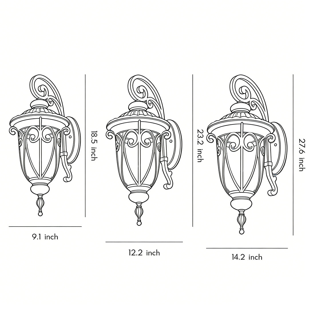 Black Outdoor Lantern Sconce Modern Waterproof Glass Light