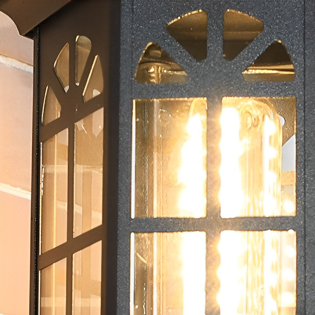 Black Outdoor Lantern Sconce European Waterproof LED Light