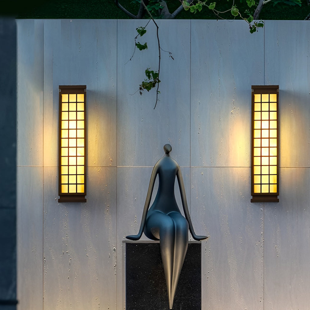 Black Outdoor Sconce Light Classic Rectangle T5 Waterproof Light