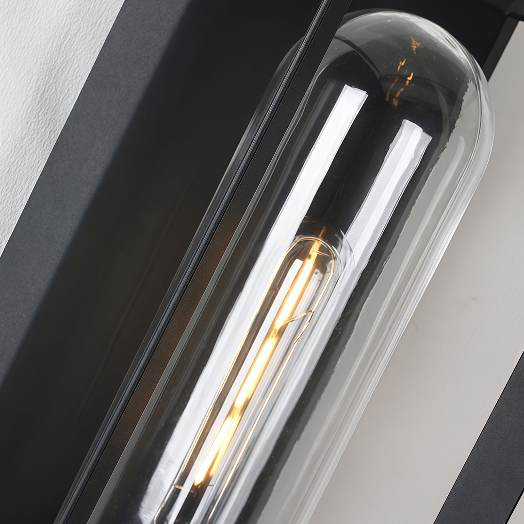 Black Outdoor Wall Sconce Modern Simple Square Waterproof Lamp