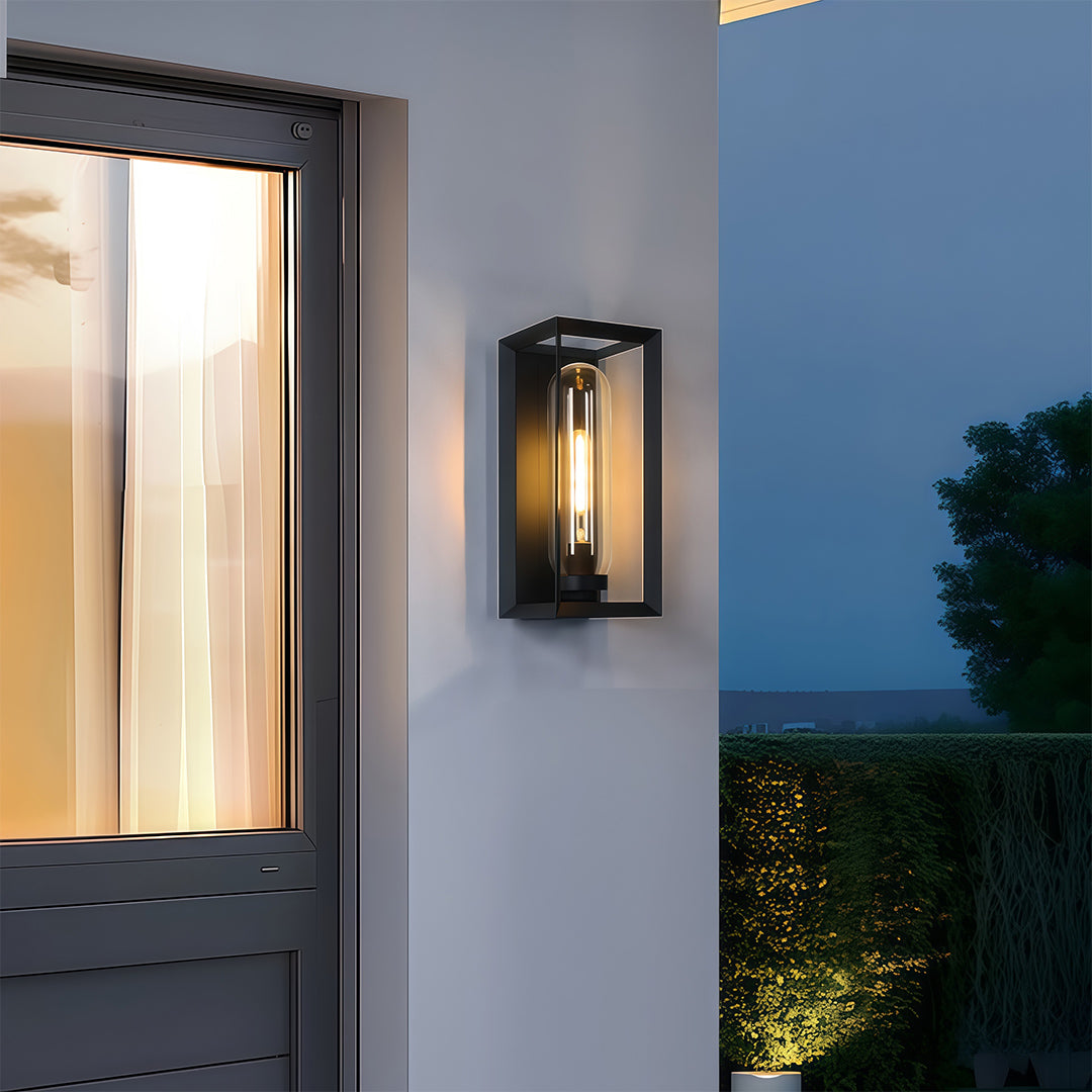 Black Outdoor Wall Sconce Modern Simple Square Waterproof Lamp
