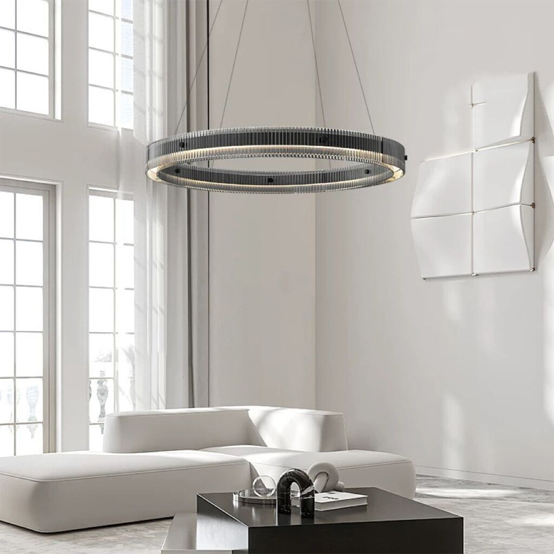 Black Round Chandeliers Italian Minimalist Glass Light