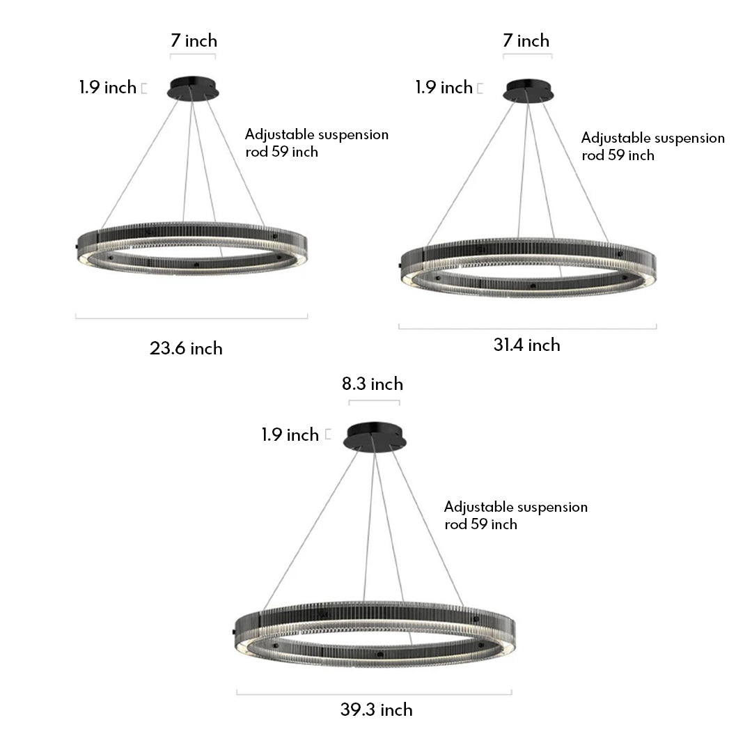 Black Round Chandeliers Italian Minimalist Glass Light