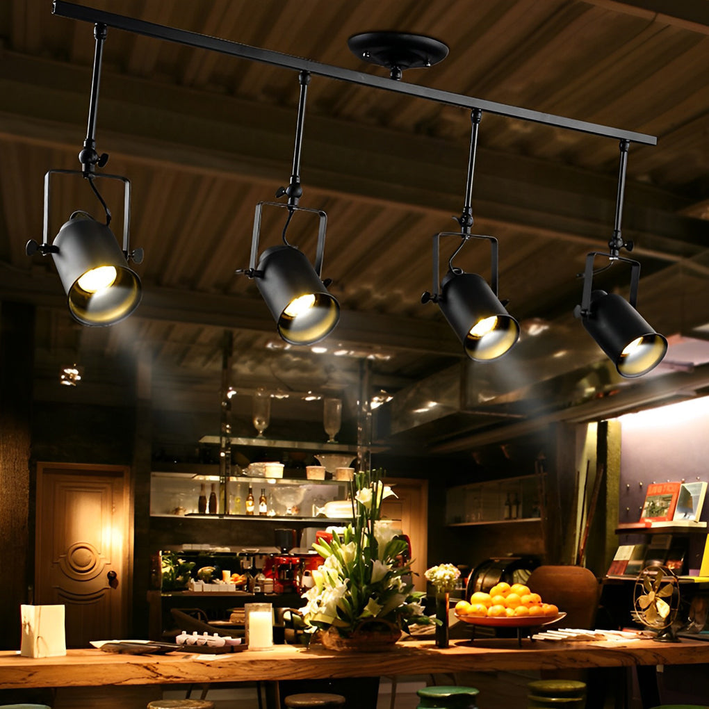 Black Track Light Adjustable Industrial Spotlight