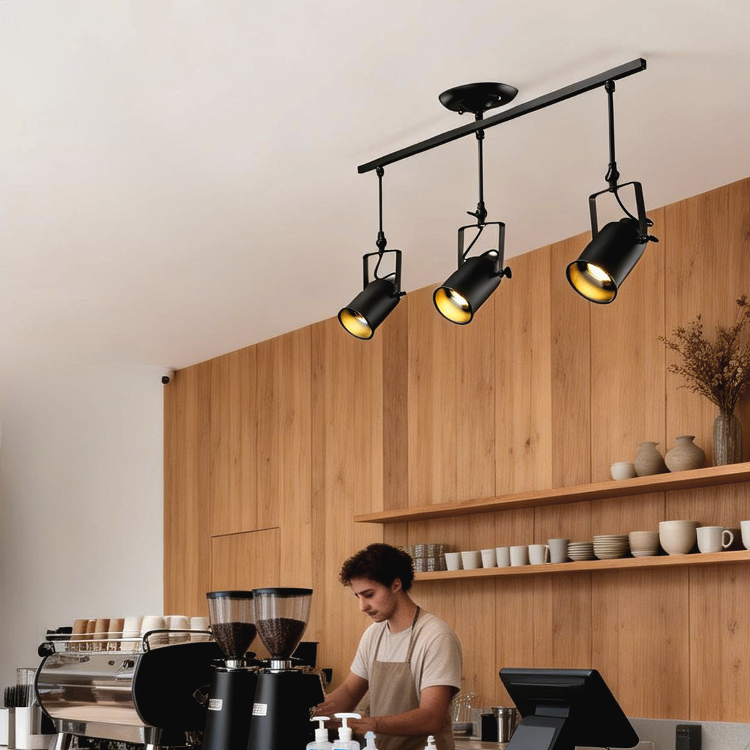 Black Track Light Adjustable Industrial Spotlight
