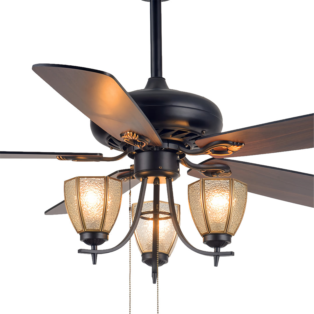 Vintage Style Ceiling Fans with Lights Wood Grain Dark Fan Lamp