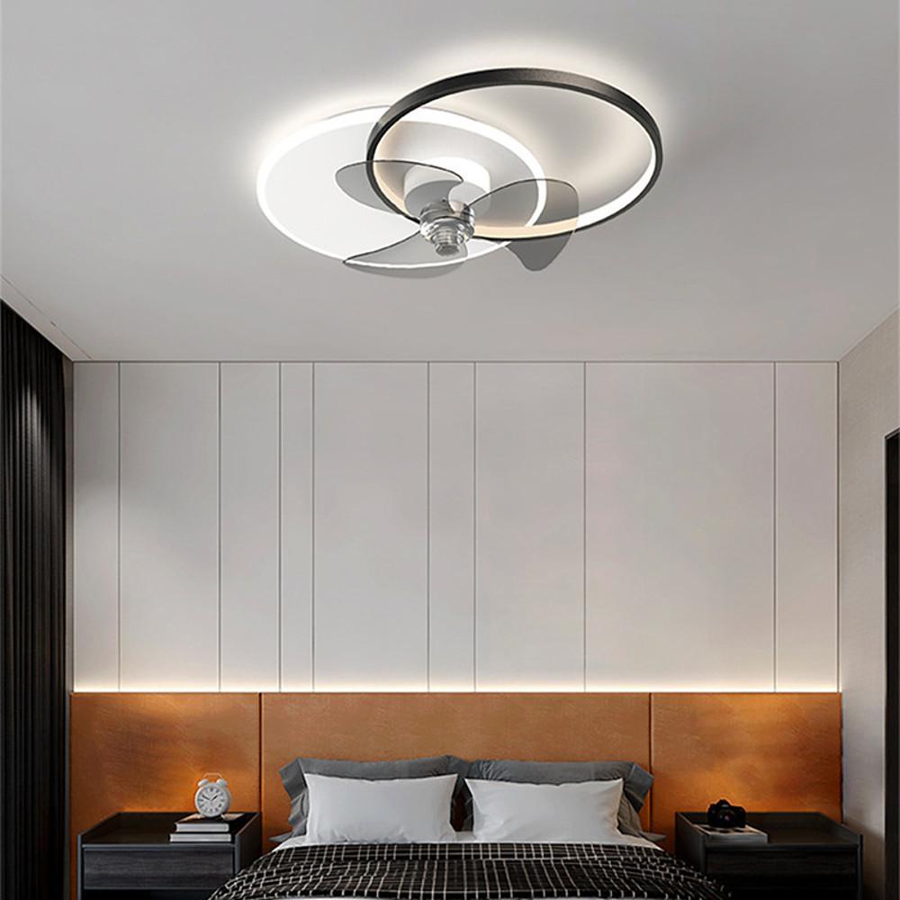 Black and White Ceiling Fans with Lights Modern Metal Light