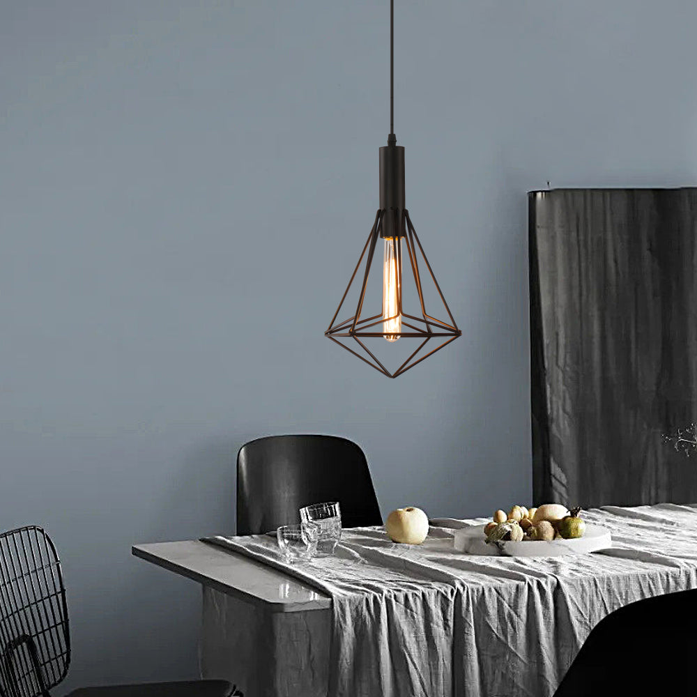 Black Wire Cage Pendant Light Vintage Geometric Ceiling Light