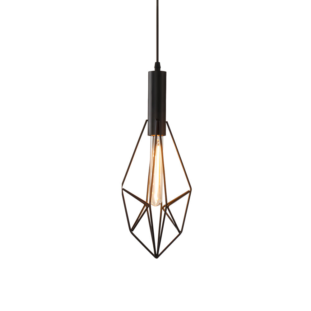 Black Wire Cage Pendant Light Vintage Geometric Ceiling Light