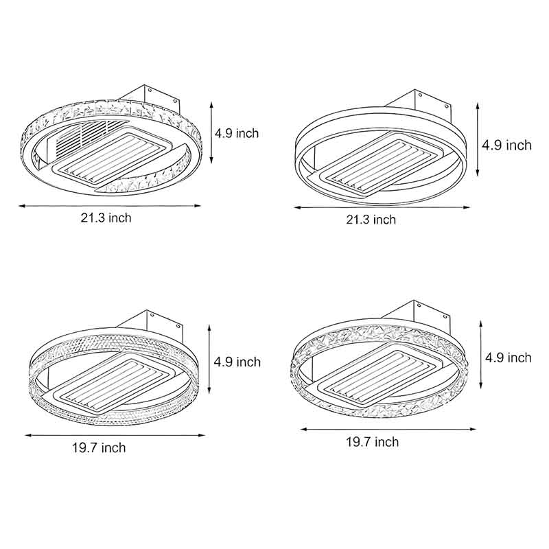 Bladeless Fan Lamp Modern Round 6‑speed Dimmable Light