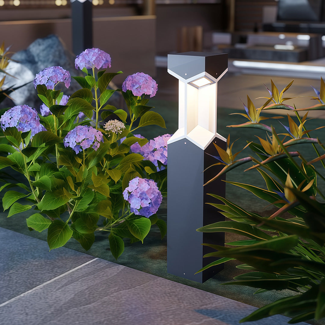 Bollard Landscape Lights Minimalist Black Weatherproof Outdoor Light