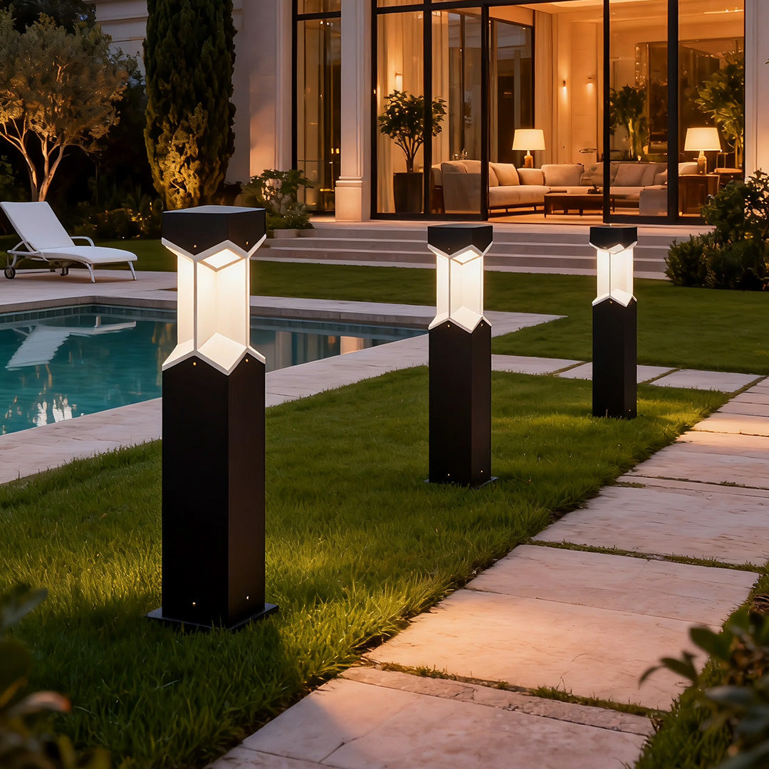 Bollard Landscape Lights Minimalist Black Weatherproof Outdoor Light