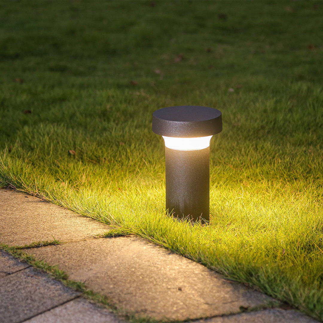 Modern Front Lawn Bollard Light | Black LED Path Lights