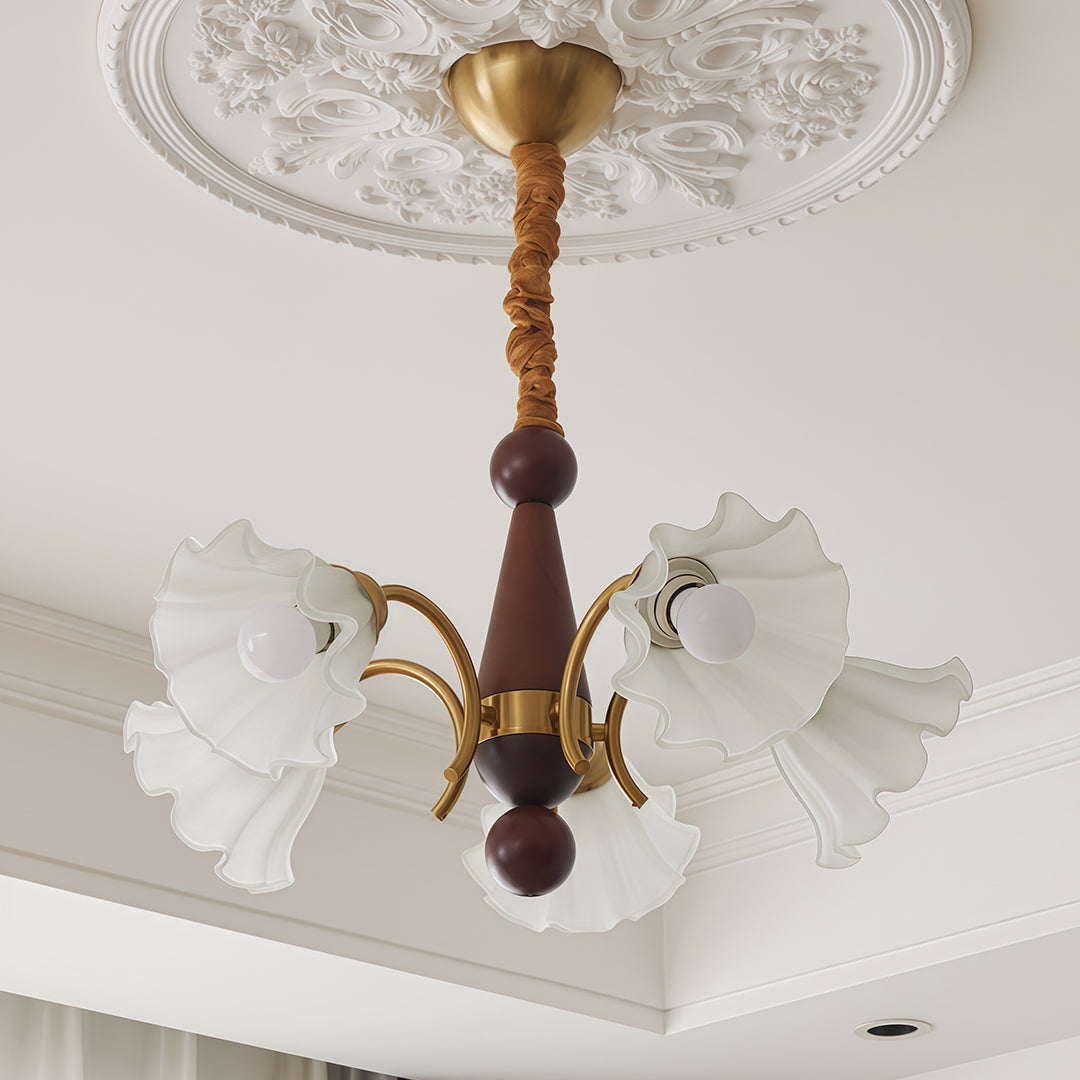 Vintage Glass Chandelier Flower Shades Ceiling Light