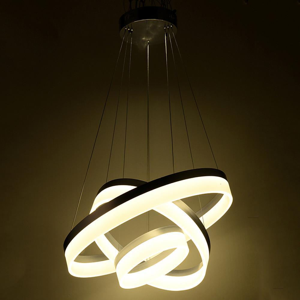 Classic Vintage 3-Ring Metal Acrylic LED Chandelier