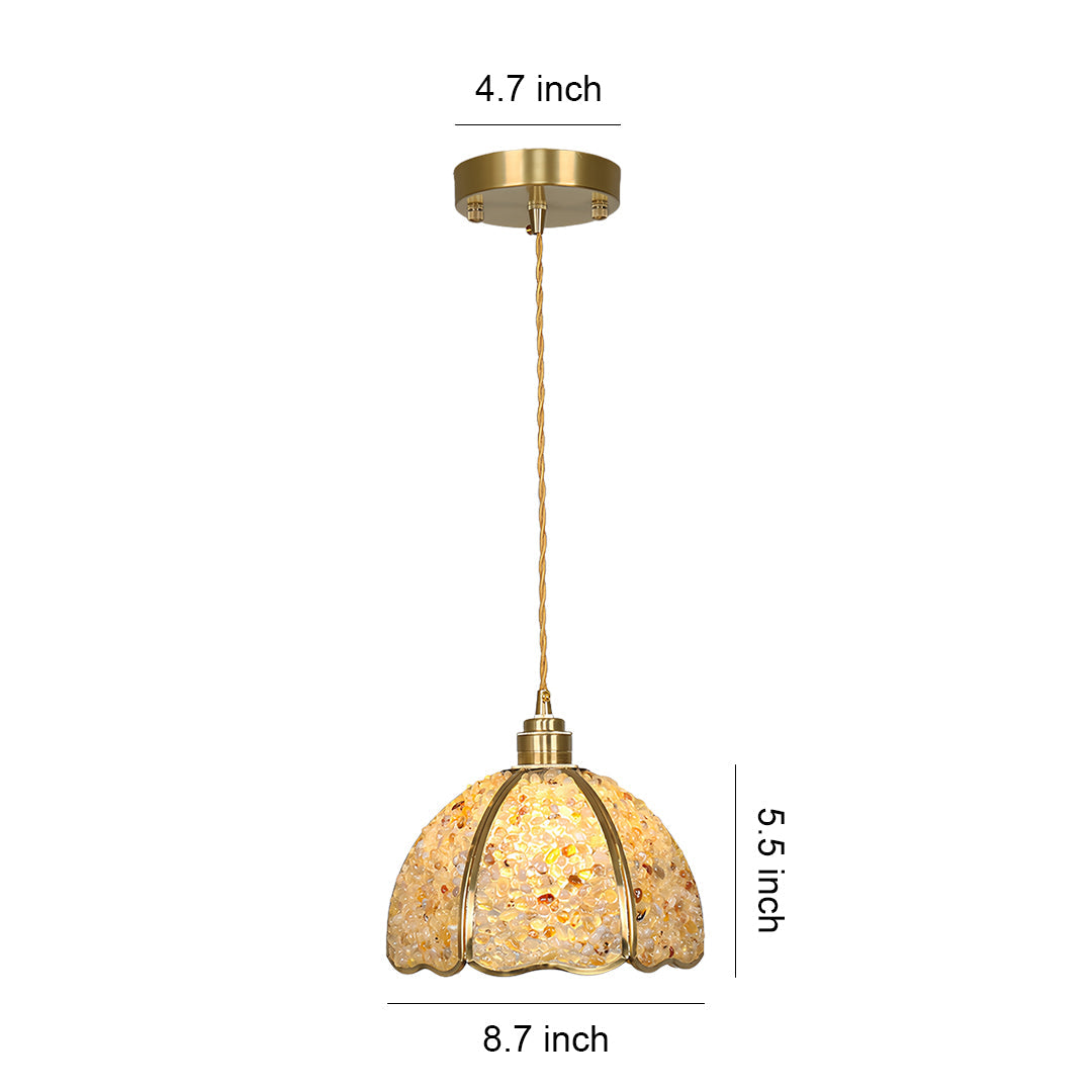 Small Crystal Pendant Light Vintage Full Copper Ceiling Light