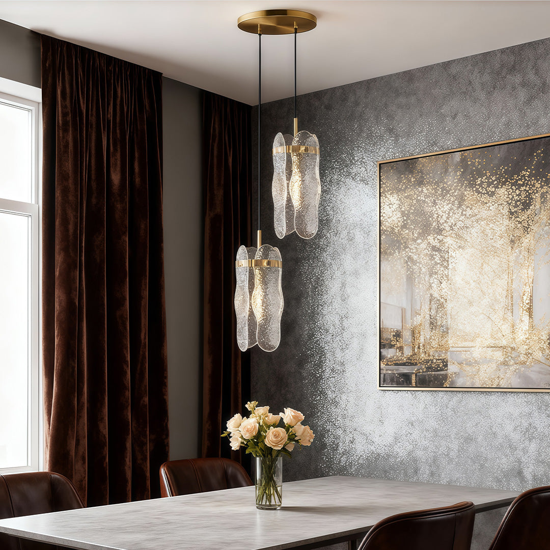 Brass Glass Pendant Light Luxury Adjustable Art Ceiling Lights