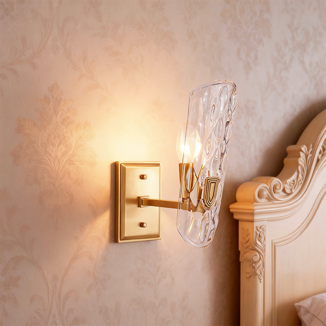 Brass Glass Wall Light European Style Classic Metal Lamp