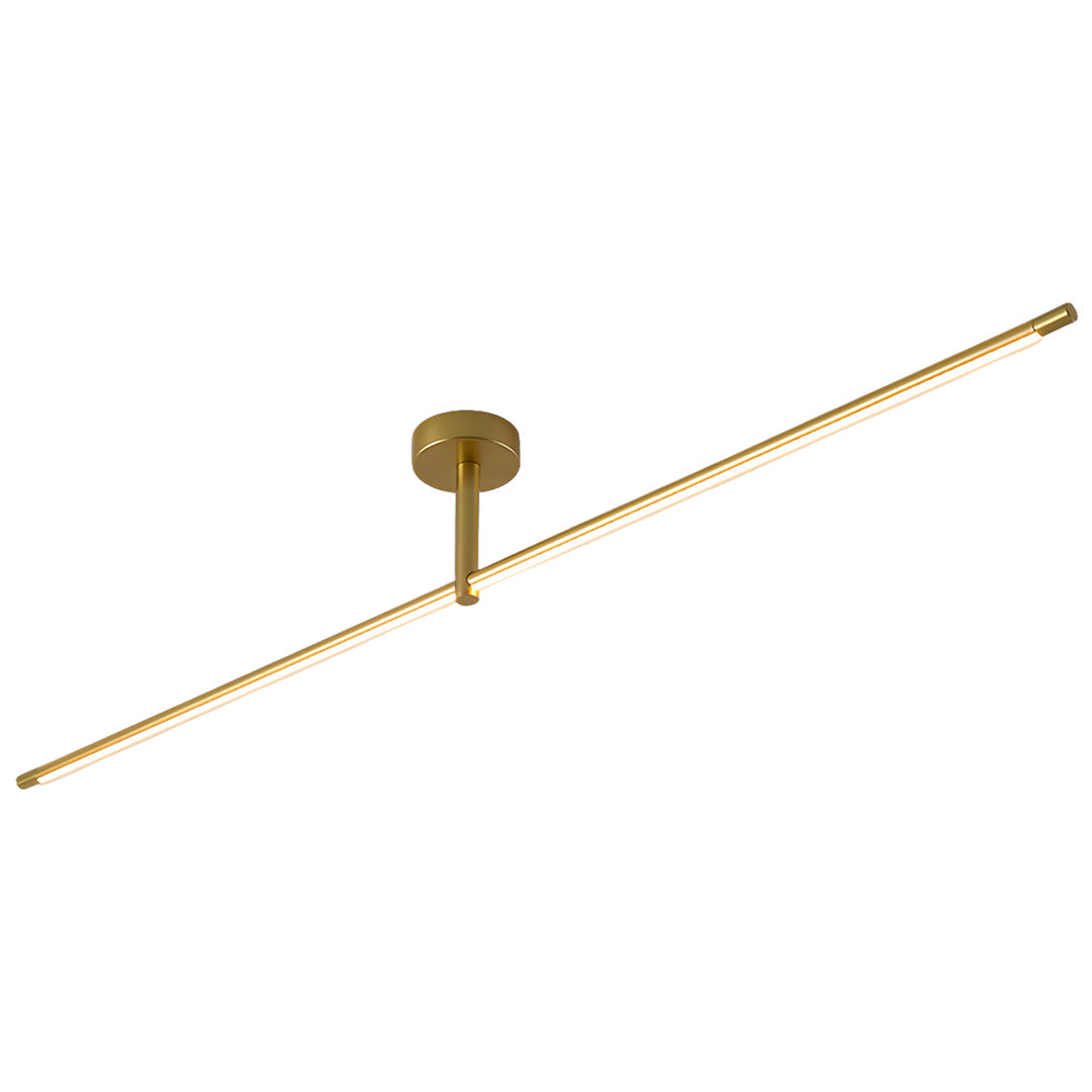 Linear Semi Flush Mount Light Minimalist Black Gold LED Ceiling Lamp