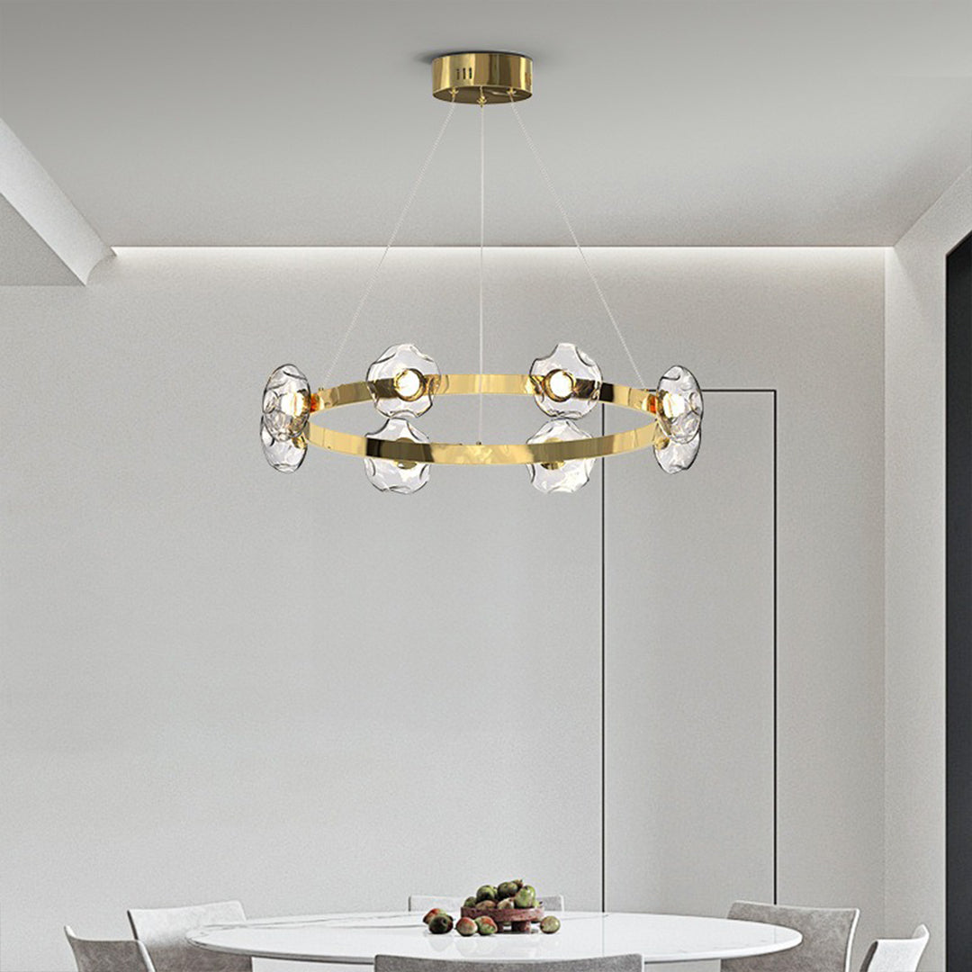 LED Dome Glass Ring Chandeliers Nordic Modern Ceiling Light