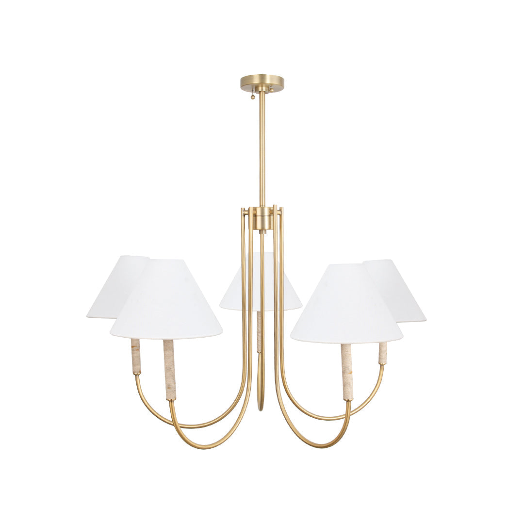Cloth Shade Chandelier Gold Fabric Ceiling Light