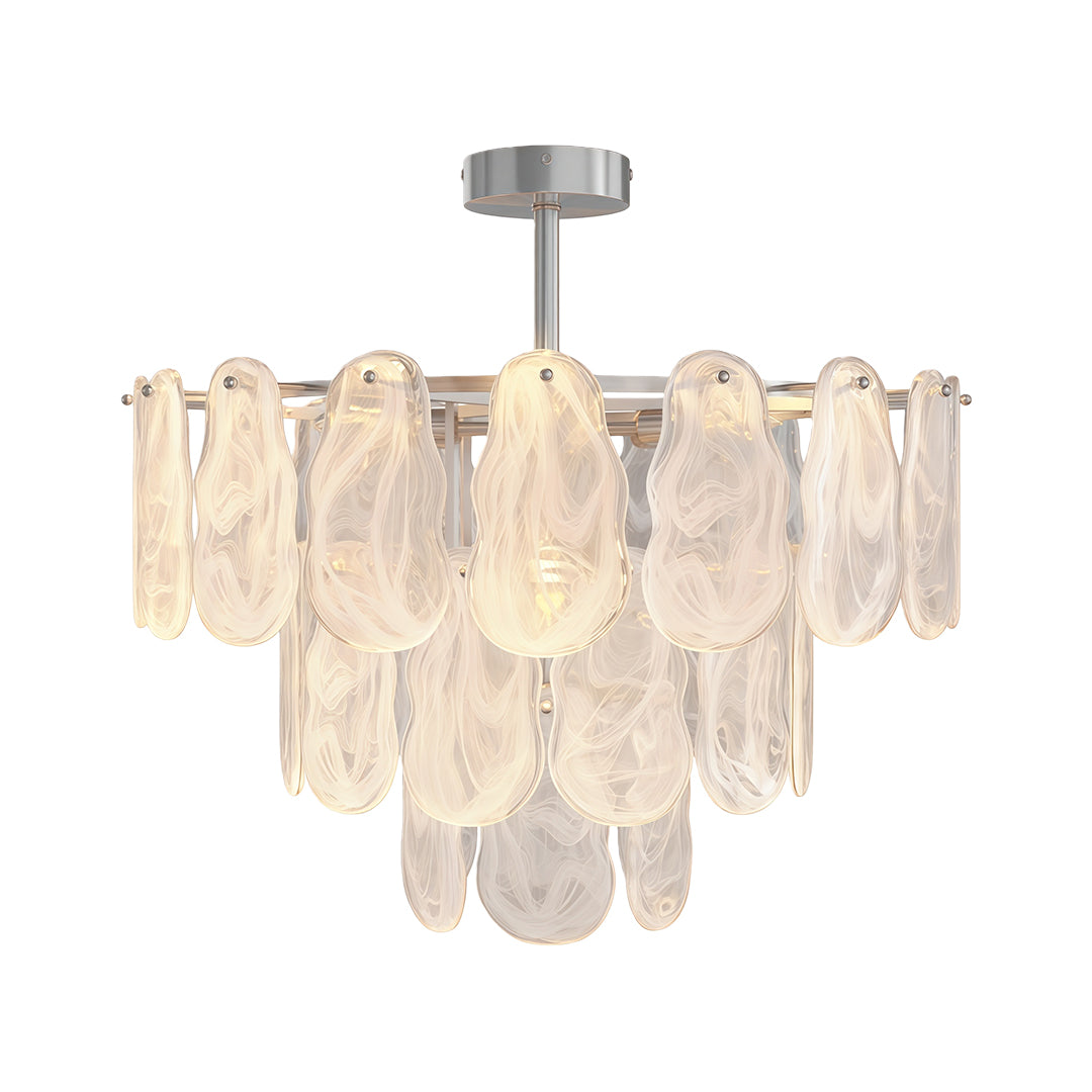 Midcentury Modern Chandelier Full-Copper Glass Ceiling Light