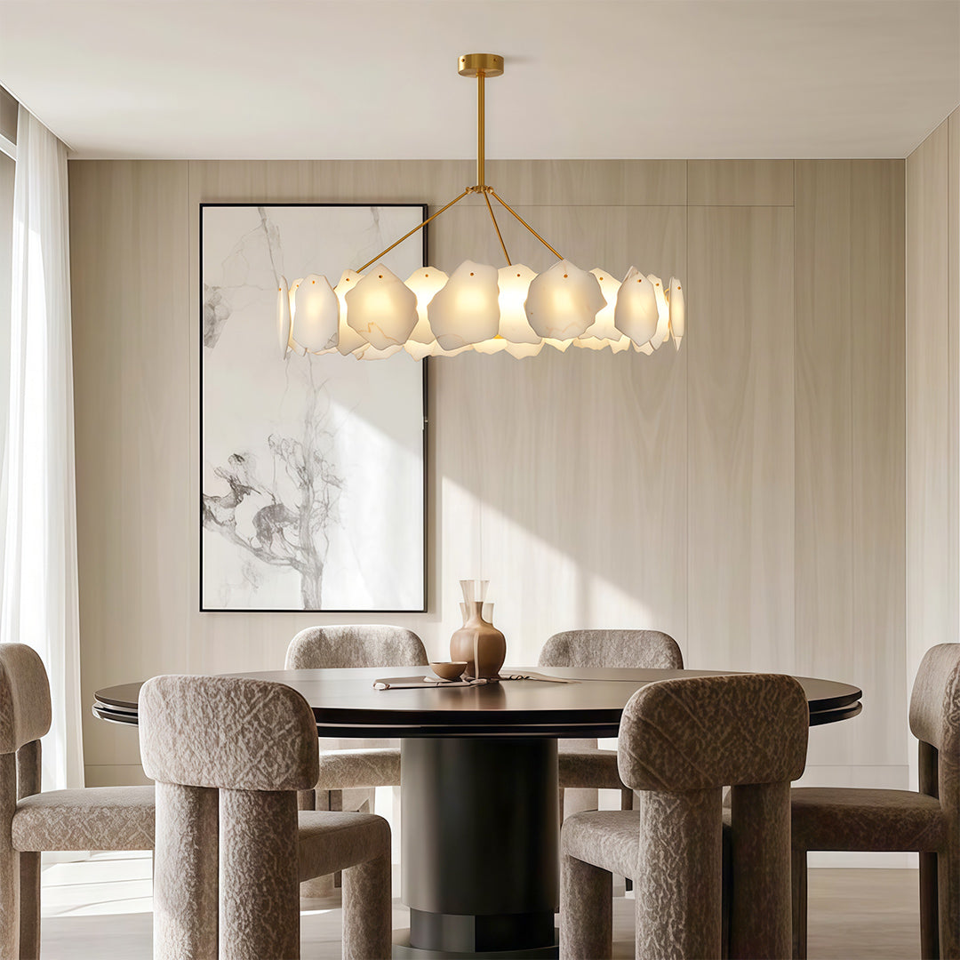 Modern LED Cloud Stone Copper Chandelier