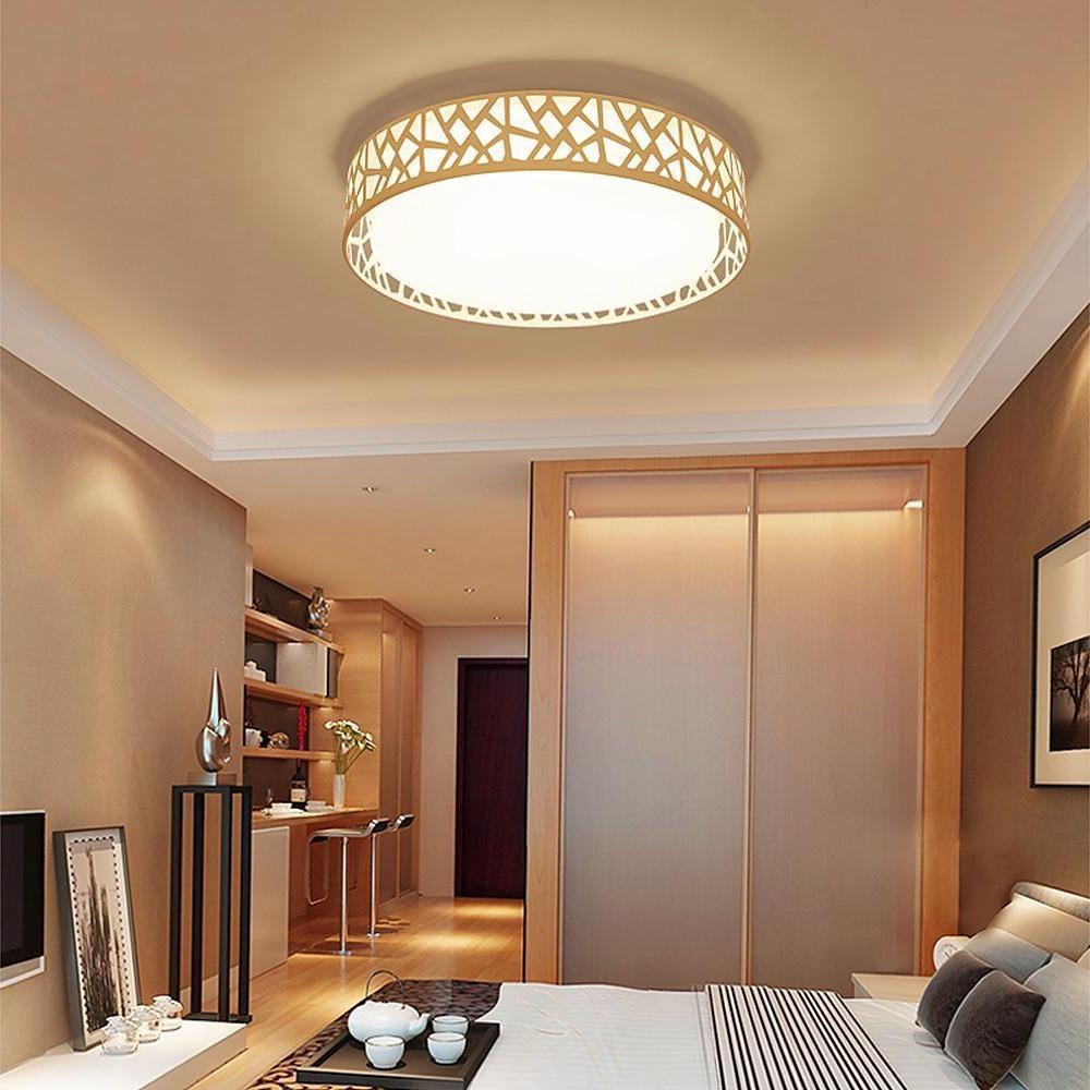 Round Metal Traditional Drum Flush Mount Light LED Ceiling Lights
