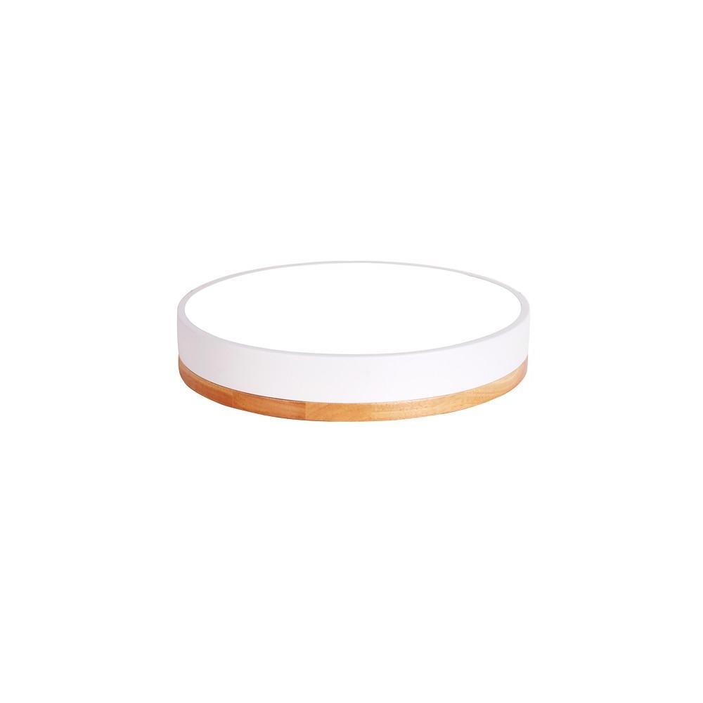Circular Drum Flush Mount Light Metal Wood LED Ceiling Lights