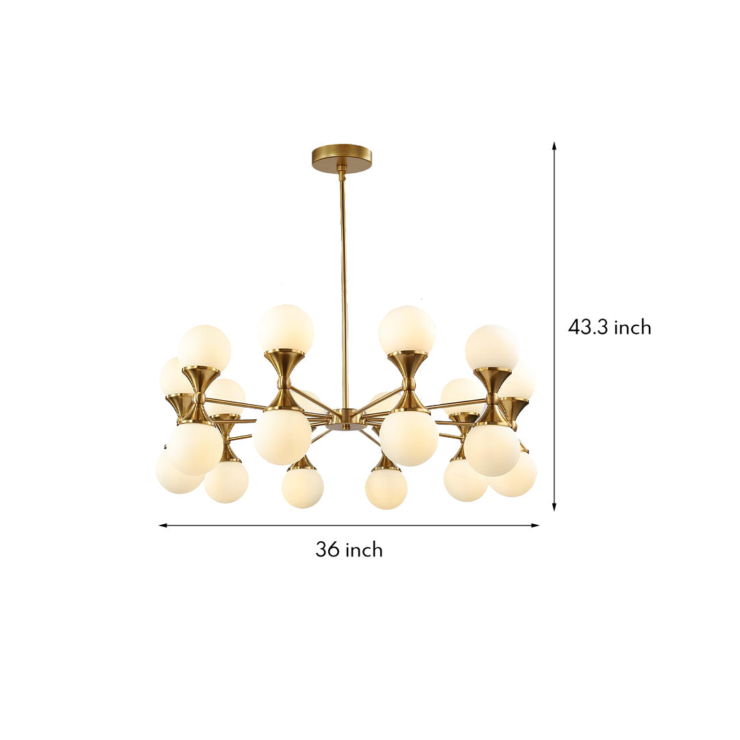 Bubble Glass Chandeliers Stylish Full Copper Nordic Ceiling Light