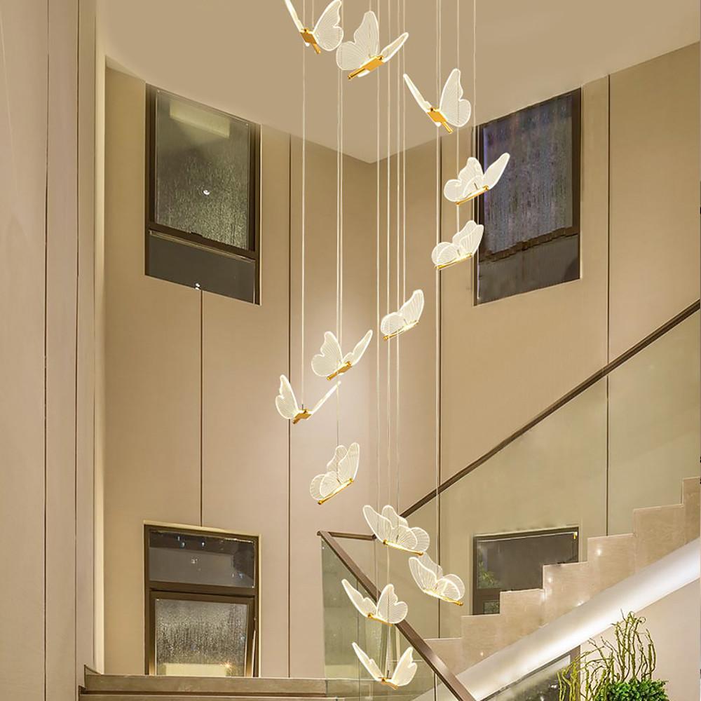 Butterfly Chandelier Modern Metal Disk Acrylic Ceiling Light