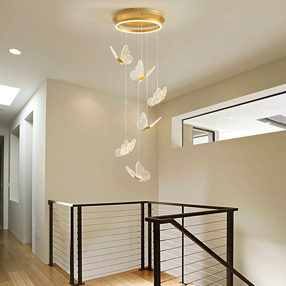 Butterfly Chandelier Modern Metal Disk Acrylic Ceiling Light
