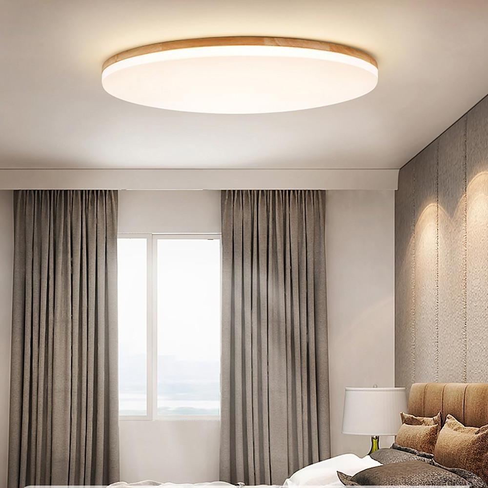 Circular Minimalist Flush Mount Light Wood Acrylic LED Ceiling Lights