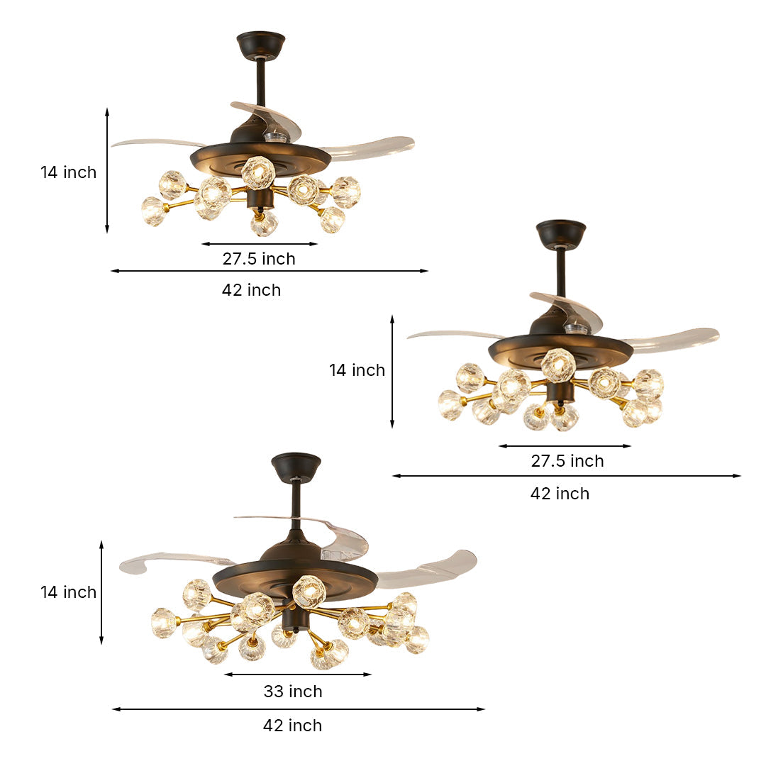Ceiling Fan With Multiple Lights Nordic Crystal Invisible Ceiling Fan