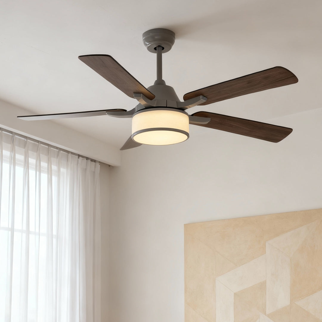 Ceiling Fans with Lights European Retro Fabric Shade Fan Lamp