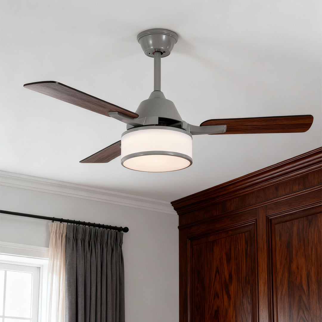Ceiling Fans with Lights European Retro Fabric Shade Fan Lamp